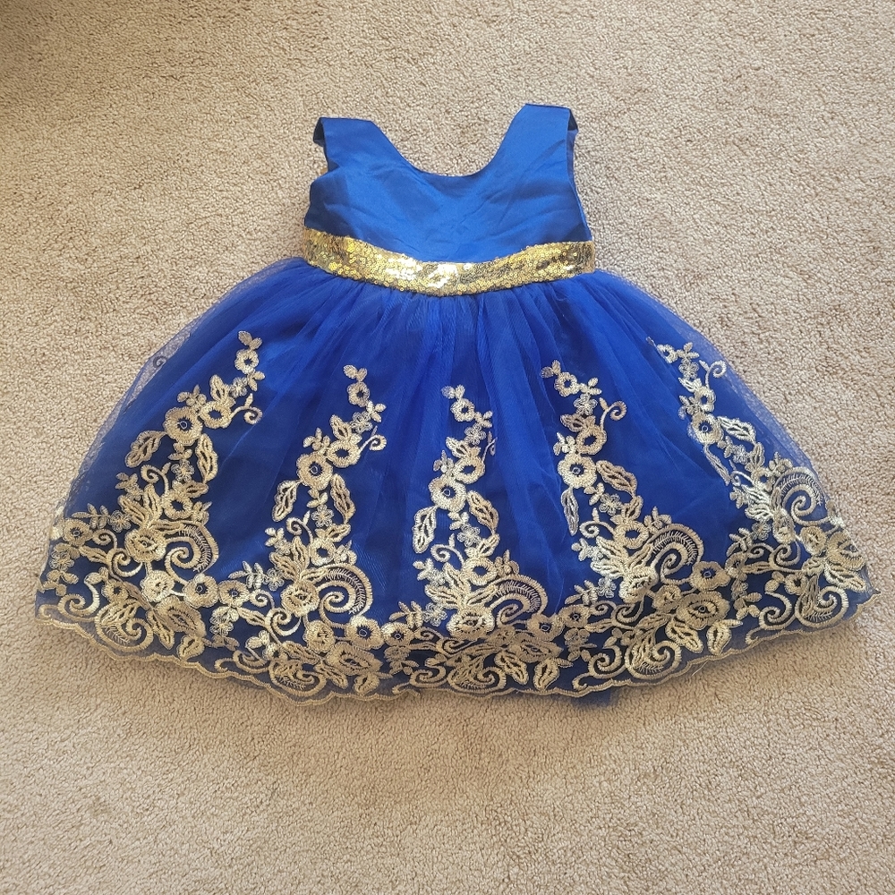 Blue and Gold Toddler Dress